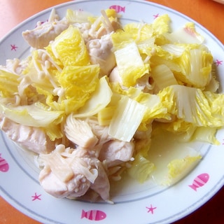 白菜・エノキ・鶏ササミの塩生姜蒸し